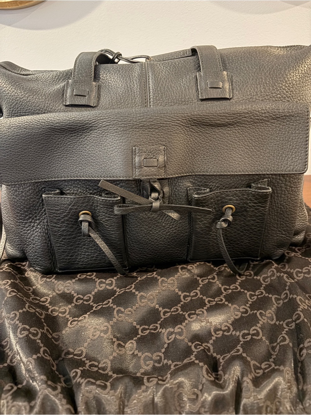 Black Leather Women’s or Men’s Tote Bag